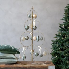 Brad decorativ pentru globuri, din metal, finisaj alamă antichizată, H120 cm