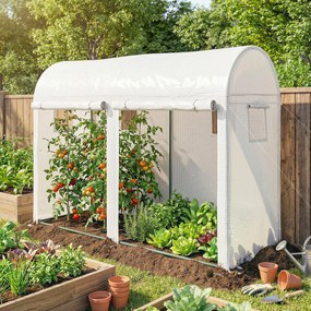 Outsunny Seră de Grădină, Seră Mică pentru Balcon cu Prelată PE și Cadru din Oțel, Uși și Ferestre Rulante 300 x 100 x 200 cm alb | Aosom Romania