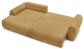 Colțar galben muștar extensibil cu tapițerie din catifea reiată (cu colț pe partea stângă ) Lucien – Bobochic Paris