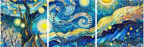 Tablou – Mozaic al nopții înstelate (cu ceas) (90x30 cm)