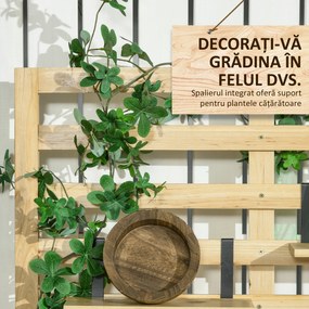 Outsunny Bancă de Depozitare pentru Grădină din Lemn de Brad cu Spalier Integrat și 4 Rafturi, Bancă de Depozitare Exterior Impermeabilă cu Închidere Magnetică, 80x45x160 cm, Culoare Lemn | Aosom Romania