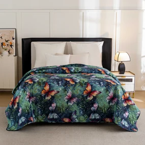 Cuvertura de pat cu model COLORFUL BUTTERFLY, colorata Dimensiune: 220 x 240 cm