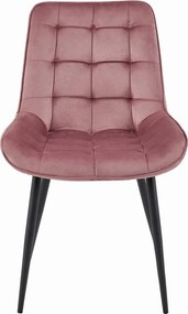 OFERTA Scaun din catifea roz inchis BERA cu picioare negre II. calitate