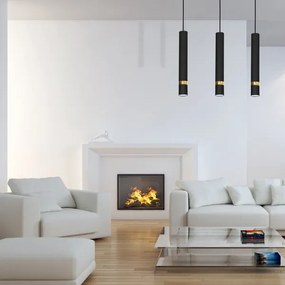 Lustră suspendată pe cablu JOKER, 3x GU10, 25 W, 230 V, negru/auriu