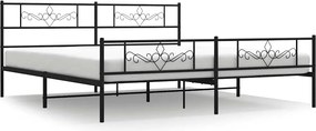 vidaXL Cadru pat metalic cu tăblii de cap/picioare, negru, 183x213 cm