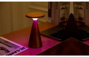 Veioză în culoare naturală închisă LED cu abajur din lemn (înălțime 21 cm) Sylva – Gingko