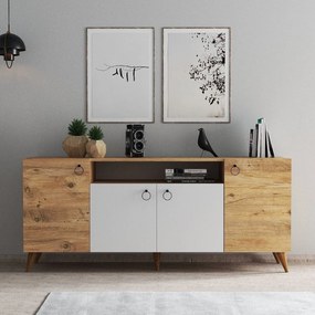 Comoda 616TNM1606, stejar/alb, PAL melaminat, 180x45x79 cm