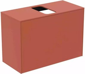 Dulap baza suspendat Ideal Standard Atelier Conca 1 sertar si blat cu decupaj central 80 cm rosu - oranj mat