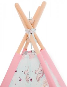 Set Cort de joaca teepee, Unicorn Heaven Pink, 120 x 120, salteluta si kit fixare