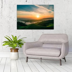 Tablou cu soarele răsărind deasupra mării (90x60 cm)