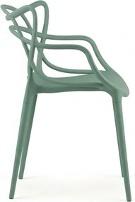 Set de 4 scaune din plastic KATO, verde salvie