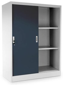 Dulap metalic universal mediu cu uși glisante 90 x 40 x 120 cm, încuietoare cilindrică, antracit - ral 7016