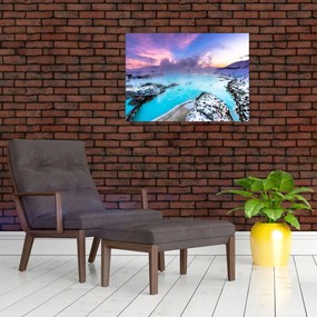 Tablou pe sticlă - Laguna albastră din Islanda (70x50 cm)