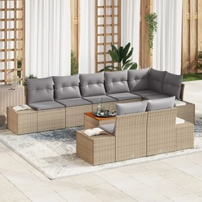 vidaXL Set canapea grădină 9 pcs Bej, gri deschis 55 x 55 x 37 cm