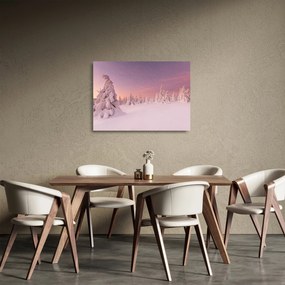 Tablou pe sticlă - Copaci sub așternut de zăpadă (70x50 cm)