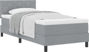 vidaXL Pat cu arcuri cu saltea Gri deschis 90 x 200 cm țesătură