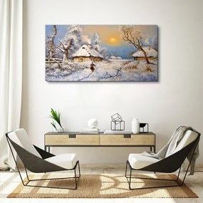 Tablou canvas Cabana Satului Zăpadă de iarnă