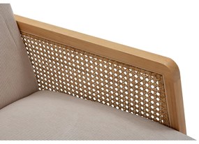 Fotoliu bej țesut cu tapițerie din catifea reiată Debra – Marckeric