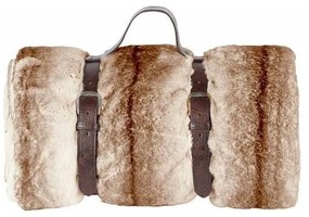 Pled cu curele din piele Tiseco Home Studio Wolf, 130 x 180 cm, maro