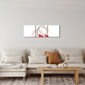 Tablou - Abstracție florală roz N⁰2 (cu ceas) (90x30 cm)
