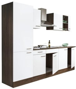 Mobilier de bucătărie Yorki 270, corp din stejar Yorki, față alb satinat, dulap cu raft