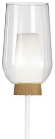 Lampa de podea design modern Nora alb/ lemn