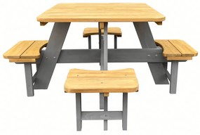 Set mobilier de grădină pentru copii, realizat din lemn, maro / gri, PIKIO