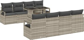 vidaXL Set de canapele pentru grădină 9 pcs Gri deschis Rattan poli