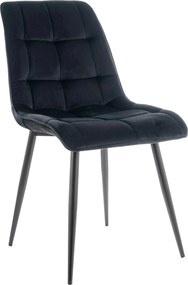 Scaun CHIC, negru, stofa catifelata/metal, 50x58x88 cm