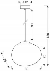 Lustră pe cablu STONES 1xE27/40W/230V d. 30 cm
