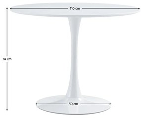 Masă de sufragerie Roventona (alb mat) (pentru 4 persoane). 1116482