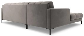 Colțar tapițat Bali, Gri deschis/5 locuri/picioare negre/partea stângă/ L293 x l185 x h75