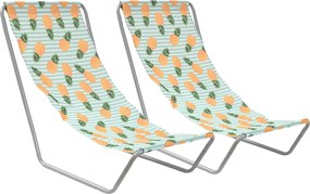 Set de 2 sezlonguri de plaja pliabile SAND PINEAPPLE, colorate
