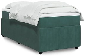 vidaXL Pat box spring cu saltea, verde închis, 90x190 cm, catifea