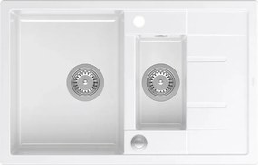 Chiuveta compozit incastrata Quadron Unique Morgan 156 alb - inox 78x50 cm