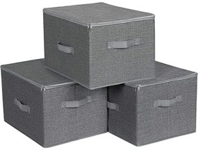 Cutii De Depozitare Cu Capace, Pliabile Cu Manere, Gri, 40 Cm