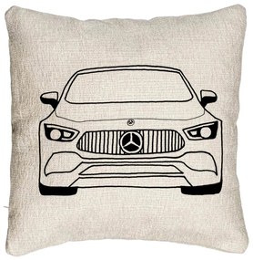 Perna Decorativa Canapea, Model Hey Mercedes, 40x40 cm, Cu fermoar