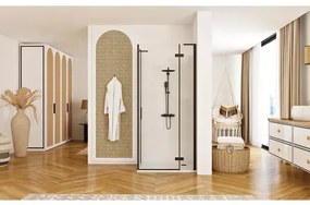 Cabina de dus dreptunghiulara Rea Hugo cu usa batanta 90x80 cm negru