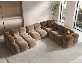 Colțar maro cu tapițerie din catifea (cu colț pe partea dreaptă/în formă de "U") Loretto – Cosmopolitan Design