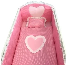 Lenjerie de pat bebelusi Te Iubesc Puisor 140x70 cm roz cu alb
