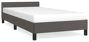 347475 vidaXL Cadru de pat cu tăblie, gri, 90x190 cm, piele ecologică