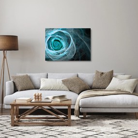 Tablou pe sticlă - Abstract trandafir albastru cu fundal negru (70x50 cm)