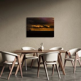 Tablou pe sticlă unei vele în apus de soare (70x50 cm)