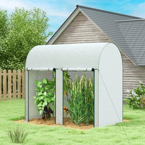 Outsunny Seră de Grădină, Seră pentru Plante cu 2 Uși Batante Rulante, Acoperire PE, Anti-UV, 2x1x1,78 m, Alb | Aosom Romania