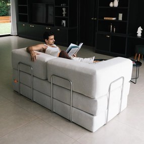 Canapea bej extensibilă cu tapițerie din țesătură bouclé 180 cm Bloom – TemaHome