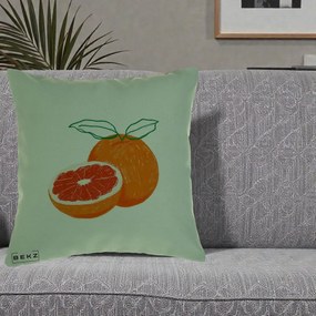 Perna Decorativa Grepfrut Citrus, 40x40 cm, Verde, Husa Detasabila, Perna Inclusa, BEKZ®