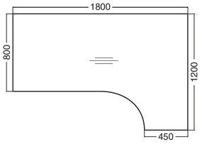 Birou ergonomic ProOffice B 180 x 120 cm, dreapta, alb