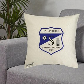Perna Personalizata CS Sportul Simleu Silvaniei 2007, 40x40 cm, Ecru, Husa Detasabila, Perna Inclusa, BEKZ®