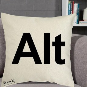 Perna Personalizata Tasta Alt Tipografie Bold, 40x40 cm, Ecru, Husa Detasabila, Perna Inclusa, BEKZ®
