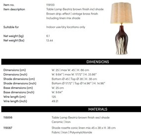 Veioza, Lampa de masa LUX, Ceramica, Maro, Beatriz